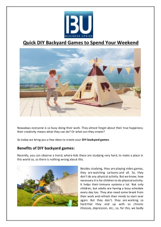 Quick DIY Backyard Games to Spend Your Weekend