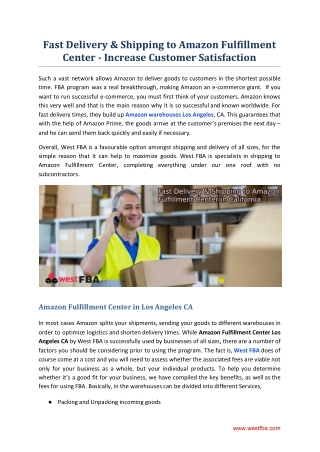 Fast Delivery & Shipping to Amazon Fulfillment Center - Increase Customer Satisfaction