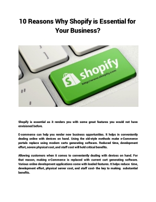 Top 10 reasons why shopify is essential?