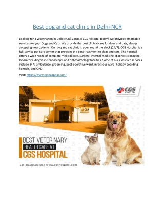 Best dog and cat clinic in Delhi NCR