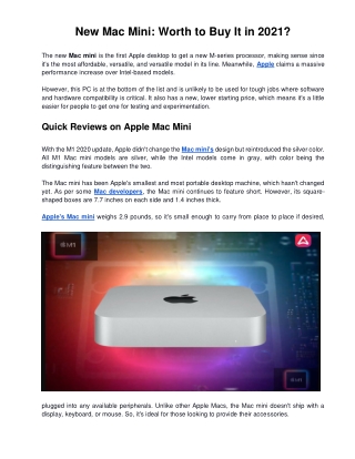 New Mac Mini: Worth to Buy It in 2021?
