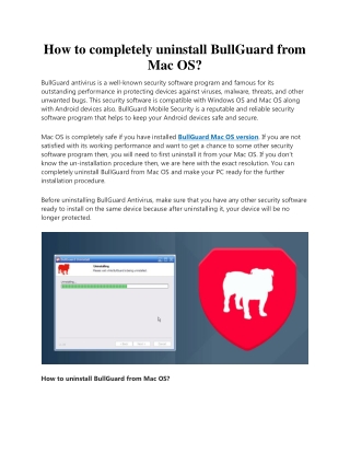 How to completely uninstall BullGuard from Mac OS?