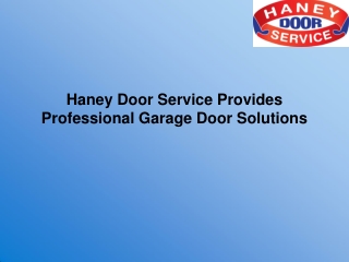 Haney Door Service Provides Professional Garage Door Solutions