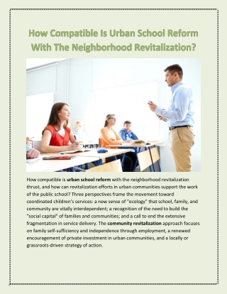 How Compatible Is Urban School Reform With The Neighborhood Revitalization?