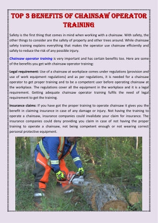 Top 3 benefits of chainsaw operator training