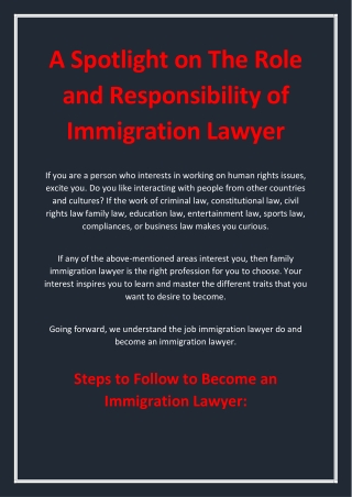 A Spotlight on The Role and Responsibility of Immigration Lawyer