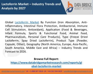 Lactoferrin Market Research Reports, Growth, Analysis and Forecast 2026