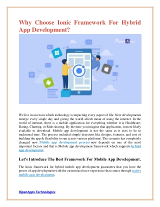 Why Choose Ionic Framework For Hybrid App Development?