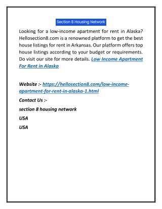 Low Income Apartment For Rent In Alaska | Hellosection8.com