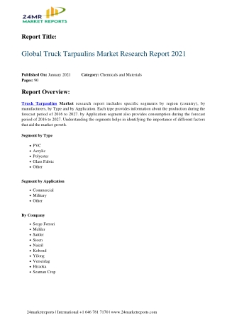 Truck Tarpaulins Market Research Report 2021