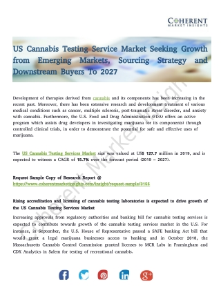 US Cannabis Testing Service Market Seeking Growth from Emerging Markets, Sourcing Strategy and Downstream Buyers To 2027