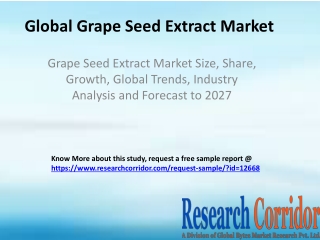 Grape Seed Extract Market Size, Share, Growth, Global Trends, Industry Analysis and Forecast to 2027