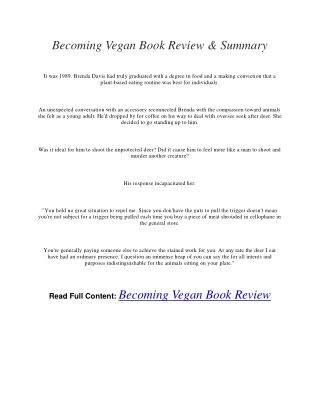 Becoming Vegan Book Review & Summary