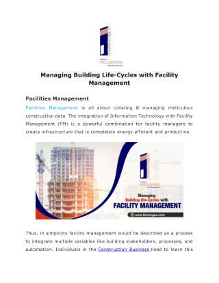 Managing Building Life-Cycles with Facility Management