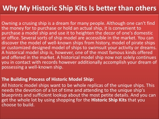 Why My Historic Ship Kits Is better than others