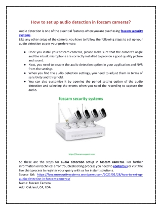 How to set up audio detection in foscam cameras