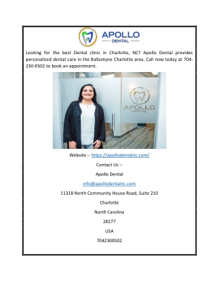 Dental Care In Charlotte NC | Apollo Dental