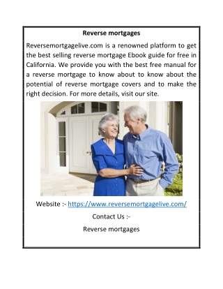 Free Essential Guide for Reverse Mortgage Online | Reversemortgagelive.com