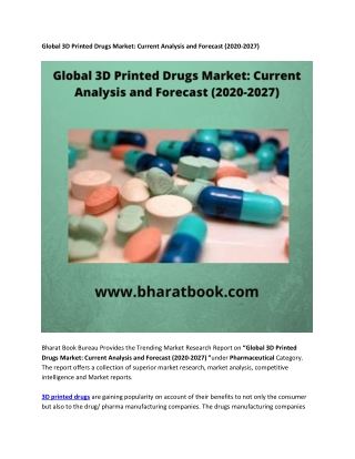 Global 3D Printed Drugs Market Forecast 2020-2027