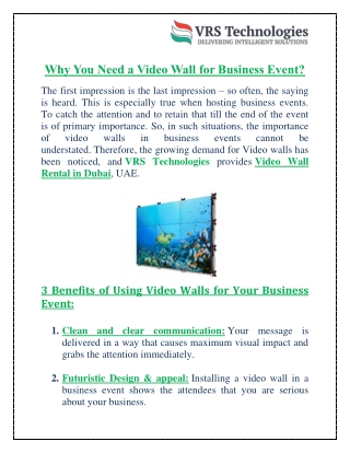 Why You Need a Video Wall for Business Event?