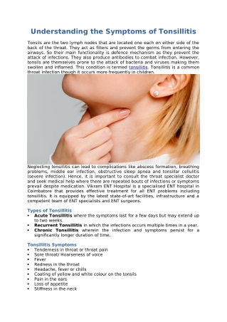 Understanding the Symptoms of Tonsillitis