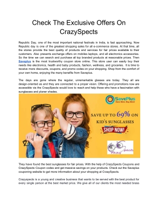 Check The Exclusive Offers On CrazySpects