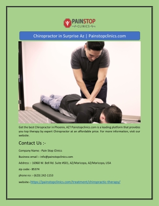 Chiropractor in Surprise Az | Painstopclinics.com