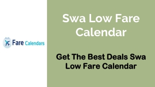 Swa Low Fare Calendar