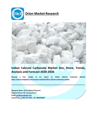 Indian Calcium Carbonate Market Research and Forecast 2020-2026