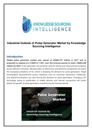 Industrial Outlook of Pulse Generator Market