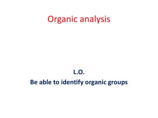 Organic analysis