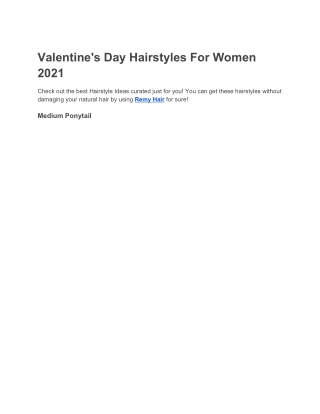Valentine's Day Hairstyles For Women 2021