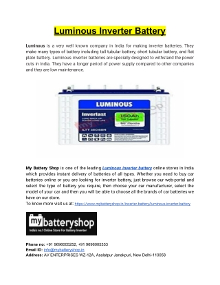 Luminous Inverter Battery