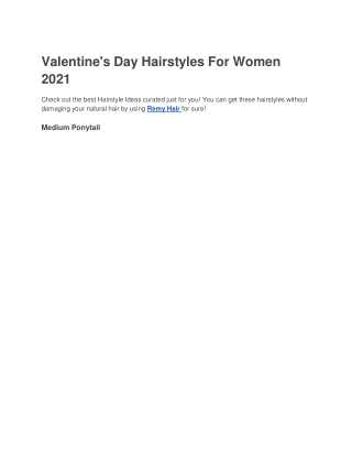 Valentine's Day Hairstyles For Women 2021