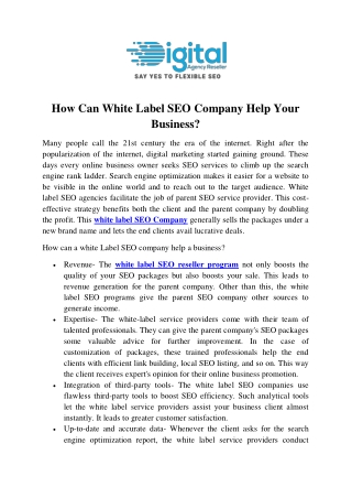 How Can White Label SEO Company Help Your Business?