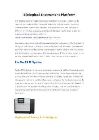 Biological Instrument Platform