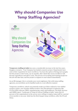 Why should Companies Use Temp Staffing Agencies?