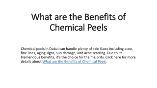 What are the Benefits of Chemical Peels
