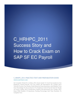 C_HRHPC_2011 Success Story and How to Crack Exam on SF EC Payroll