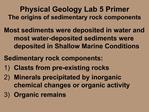 Physical Geology Lab 5 Primer The origins of sedimentary rock components