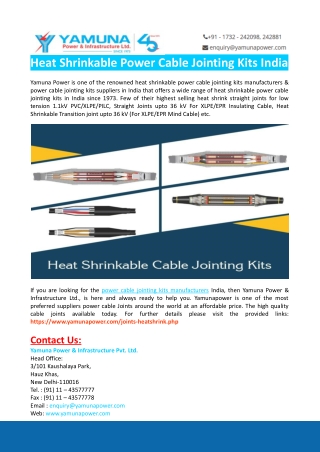 Heat Shrinkable Power Cable Jointing Kits