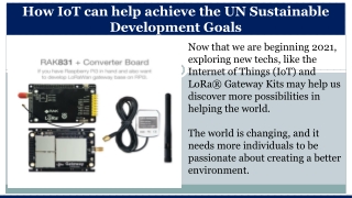 How IoT can help achieve the UN Sustainable Development Goals
