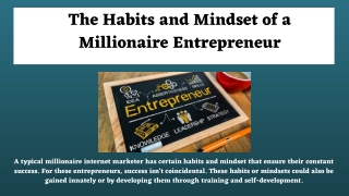 The Habits and Mindset of Millionaire Entrepreneur