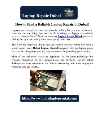 How to Find a Reliable Laptop Repair in Dubai?