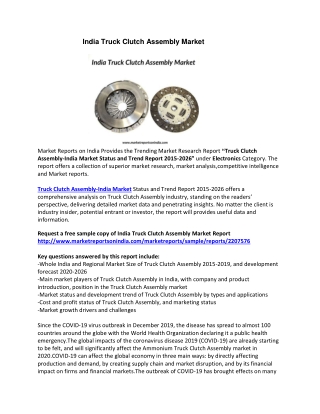 India Truck Clutch Assembly Market