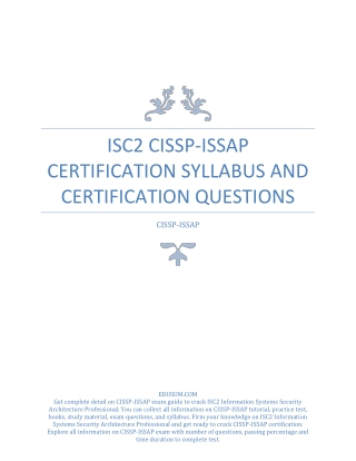 ISC2 CISSP-ISSAP Certification Syllabus and Certification Questions