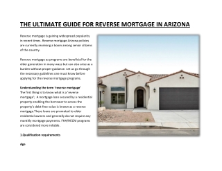 The ultimate guide for reverse mortgage in Arizona