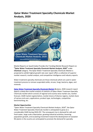 Qatar Water Treatment Specialty Chemicals Market Analysis, 2020