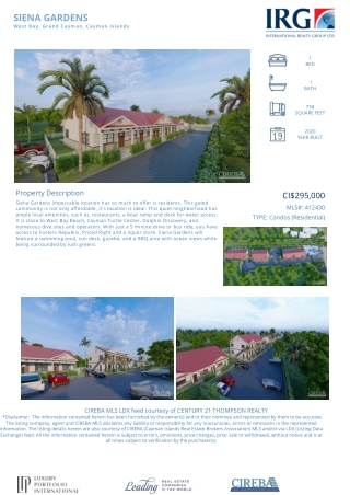 Buy SIENA GARDENS-412430 - LDX Feed - IRG Cayman