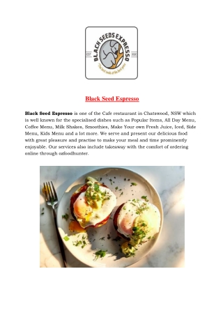 5% off - Black Seed Espresso Menu - Takeaway Chatswood, NSW